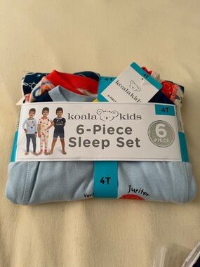 Koala Kids Light Blue Sleep Set with Navy & Red Accents